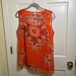 CAbi Colorful Floral Sleeveless Sheer Blouse